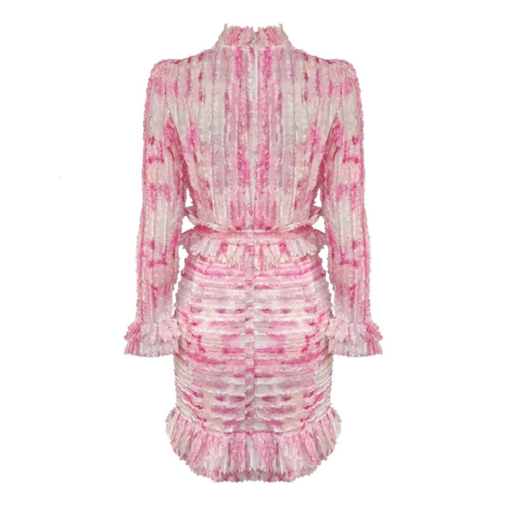 Stunning Feathered Ruffle Dress The Alessea - Picture 8 of 11